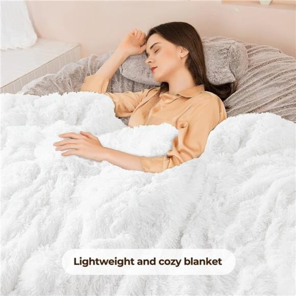 Fluffy Throw Blanket, Faux Fur Fuzzy Blanket for Couch Sofa Bed, 50x60 Inches - Picture 5 of 7